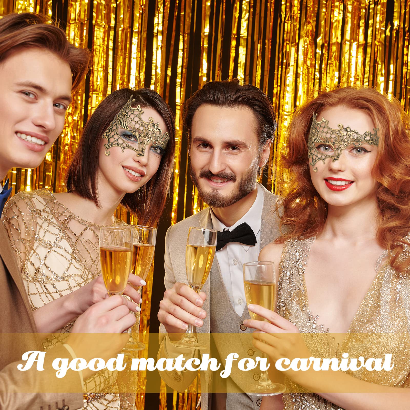 PATPAT 2Pcs Masquerade Masks Lace Eye Mask, Women Halloween Mask Lady Girl Party Mask for Party Masquerade Costume Halloween (Black & Gold) PATPAT 2Pcs Masquerade Masks Lace Eye Mask, Women Halloween Mask Lady Girl Party Mask for Party Masquerade Costume Halloween (Black & Gold)